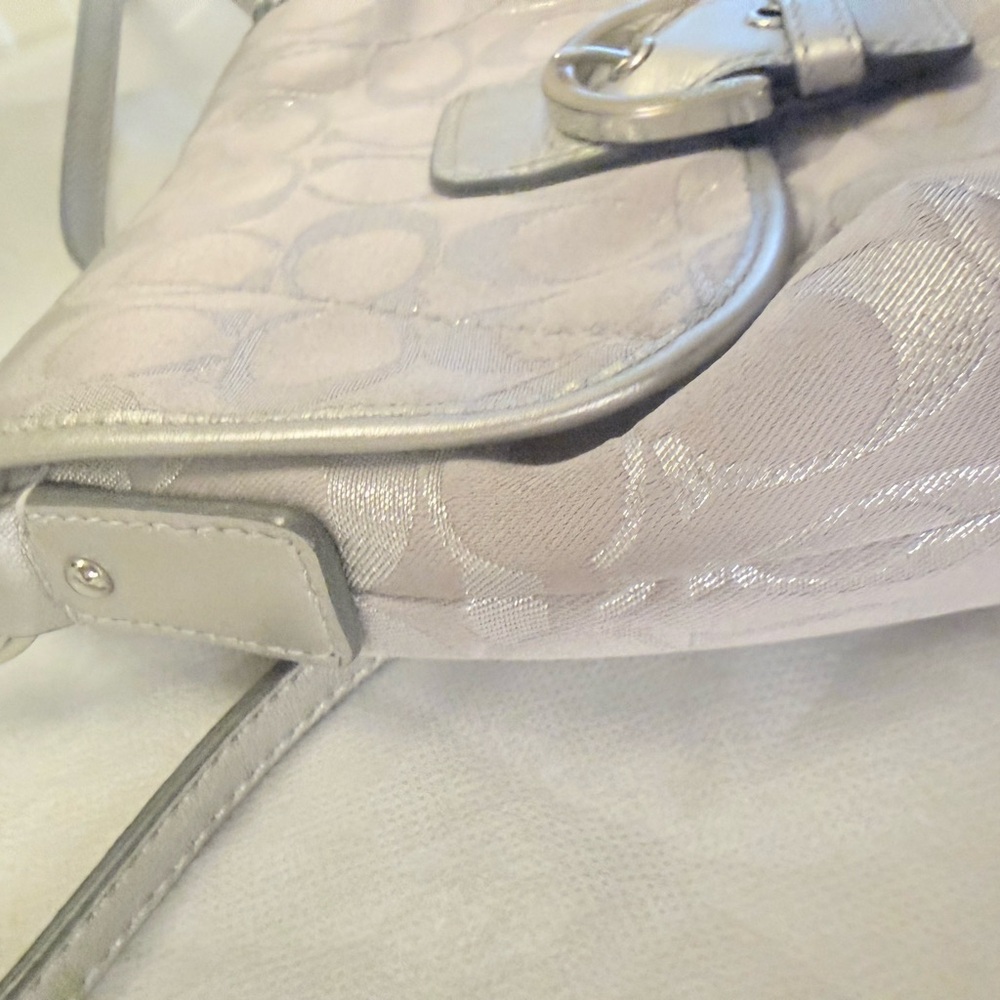 Coach Signature C Silver Metallic Crossbody Bag - Picture 10 of 16